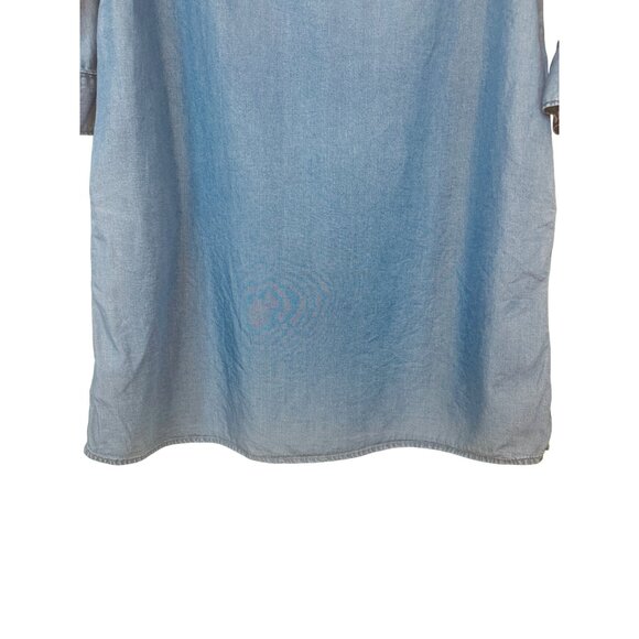 Gap Medium Denim Button-Up Dress Long Sleeve Viscose Blue - Picture 11 of 11